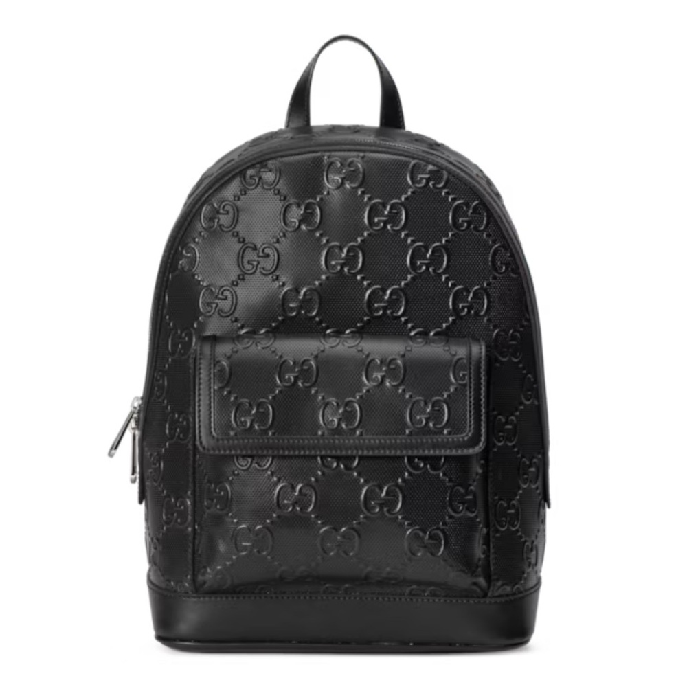 Gucci Black Monogram Leather Backpack